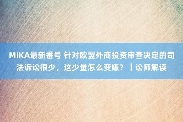 MIKA最新番号 针对欧盟外商投资审查决定的司法诉讼很少，这少量怎么变嫌？｜讼师解读